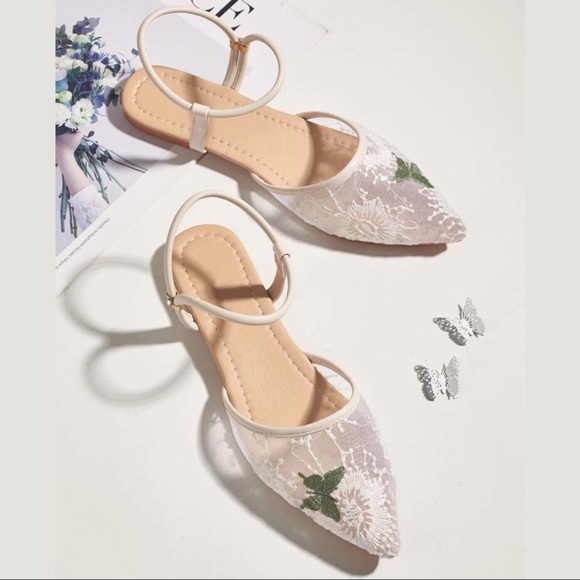 White Embroidered Flat - Picture 3 of 16